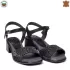 Български дамски сандали от естествена кожа в черно 24164-1