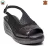 Черни български ежедневни дамски сандали на платформа 24180-1
