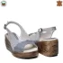 Дамски сандали от естествен сатен в бяло и синьо 24180-3