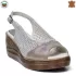 Дамски сандали от естествен сатен в бяло и визон 24180-4