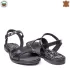 Черни български равни дамски сандали от естествена кожа 24185-1