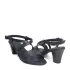 Ежедневни черни дамски сандали на ток от еко кожа 28674-1