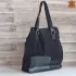 Голяма черна дамска чанта от естествена кожа и велур 73033-28