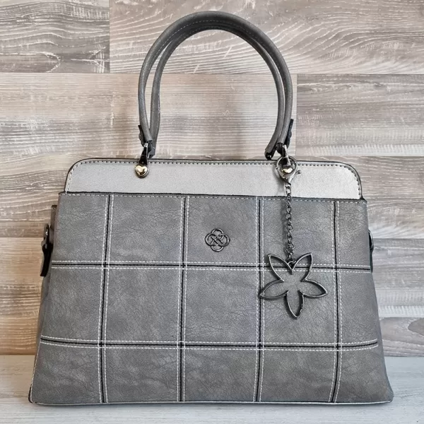 Елегантна дамска чанта в сиво от еко кожа 73094-3