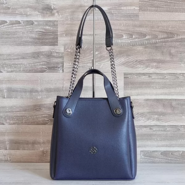 Модерна синя дамска чанта от еко кожа - 75052-6