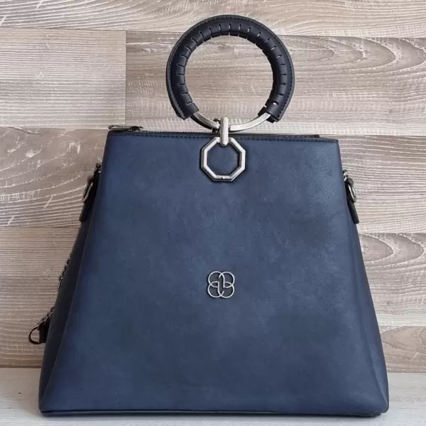 Кокетна синя дамска чанта с кръгли дръжки 75056-5