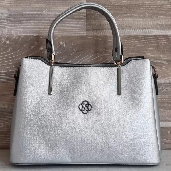 Малка елегантна дамска чанта в сребрист цвят 75057-3