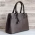 Тъмно кафява дамска елегантна чанта от еко кожа шагрен 75059-2