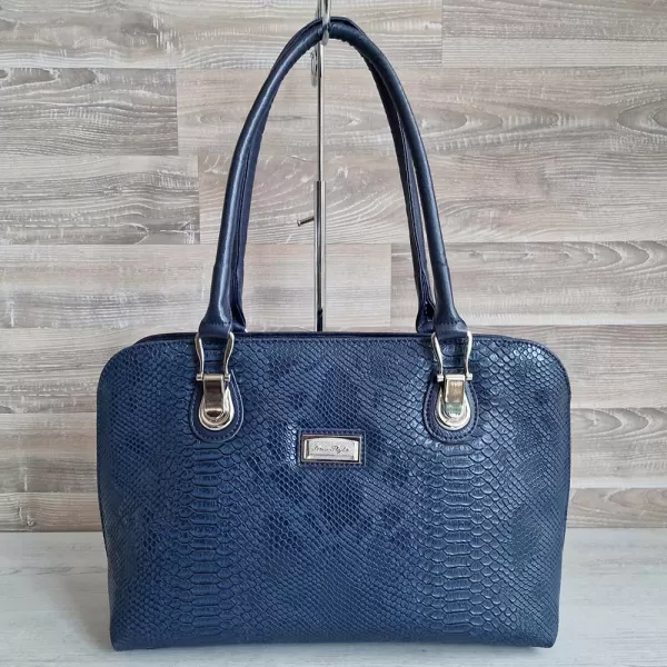 Синя дамска чанта с животински принт 75072-3