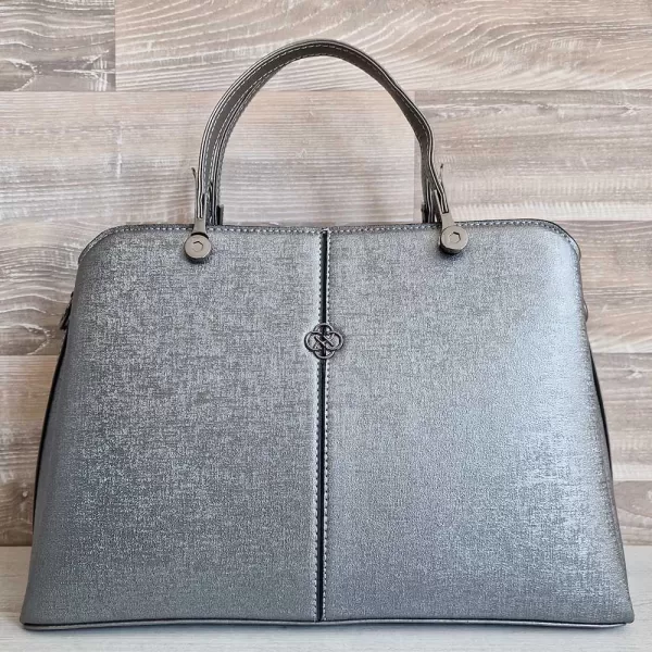 Дамска елегантна чанта в сиво от ефектна еко кожа 75077-5