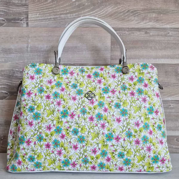 Цветна елегантна дамска чанта с принт на цветя 75078-3