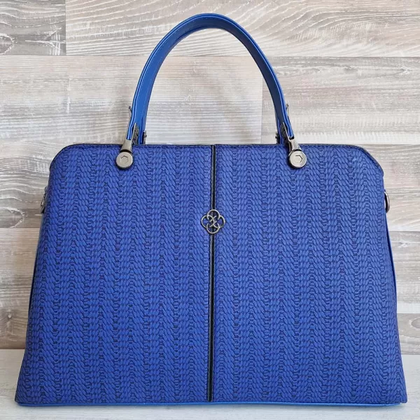 Елегантна дамска чанта в турско синьо с твърда структура 75079-2
