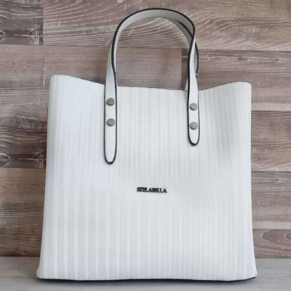 Бяла дамска чанта от ефектна еко кожа 75081-2