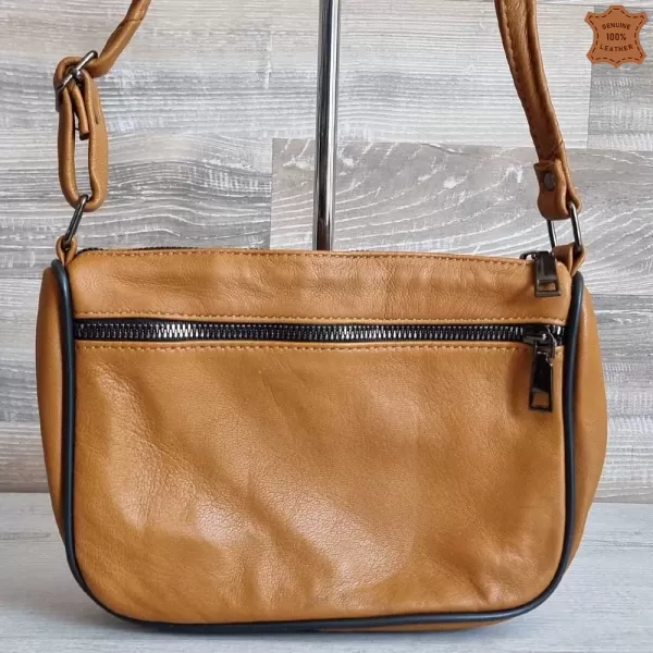 Дамска чанта от естествена кожа в кафяв цвят 75083-4