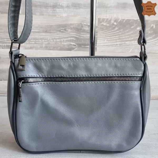 Дамска чанта от естествена кожа в сив цвят 75083-5