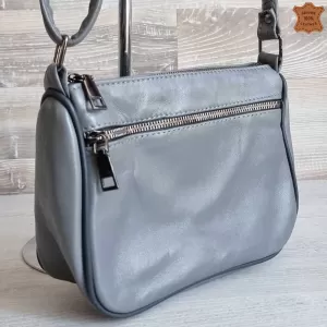 Дамска чанта от естествена кожа в сив цвят 75083-5...