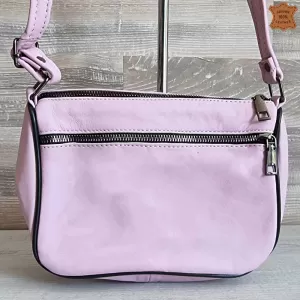 Дамска чанта от естествена кожа във виолетов цвят 75083-7