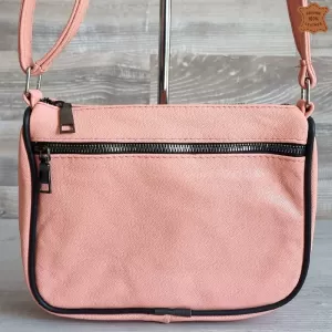 Дамска чанта от естествена кожа в цвят праскова 75083-13