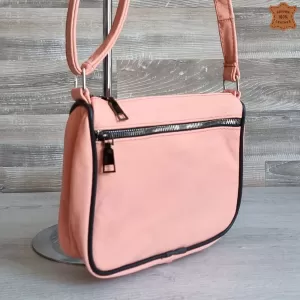 Дамска чанта от естествена кожа в цвят праскова 75083-13