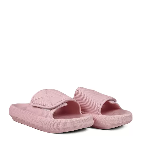 Розови дамски чехли с велкро лепенка 62465-2