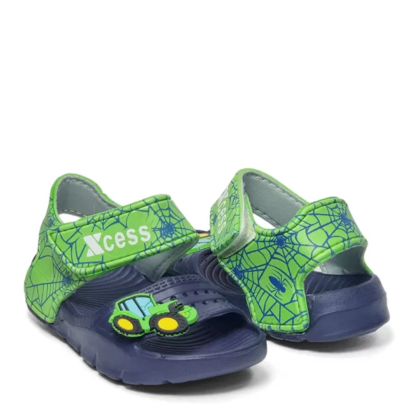 Детски гумени сандали за момче в синьо и зелено 63215-6
