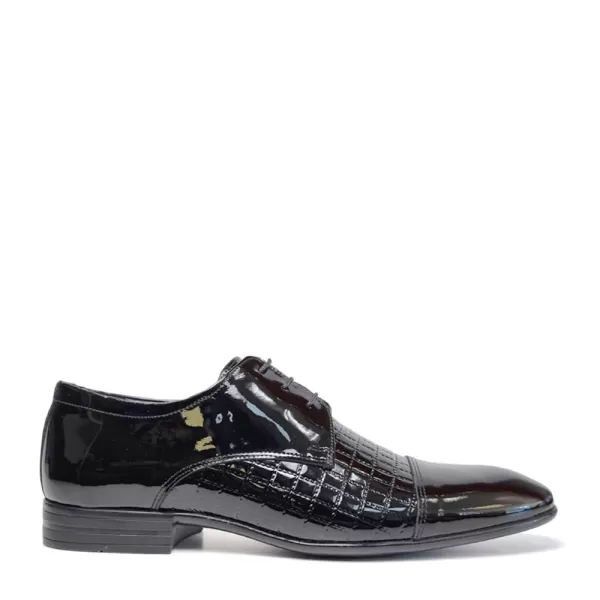 Официални черни мъжки лачени обувки с връзки 13185-2