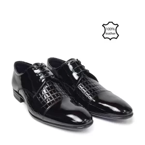 Официални черни мъжки лачени обувки с връзки 13185-2