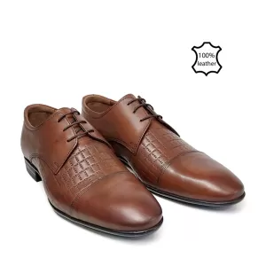 Официални мъжки обувки от естествена кожа в цвят таба 13185-3