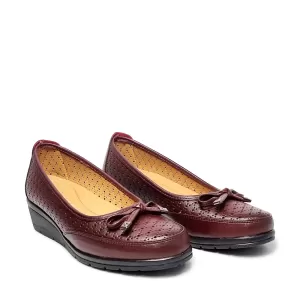 Дамски обувки с деколте в цвят бордо 21074-2...