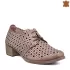 Дамски летни обувки от естествена кожа с ток в цвят пудра 21134-1