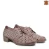 Дамски летни обувки от естествена кожа с ток в цвят пудра 21134-1