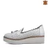 Бели кожени дамски летни обувки на равна платформа 21161-1