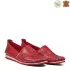 Кожени летни равни дамски обувки в червен цвят 21224-5