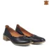 Дамски черни обувки от естествена кожа с токче 21227-1