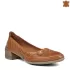 Дамски обувки от естествена кожа с ток в цвят таба 21228-2