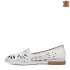 Бели равни дамски кожени обувки с перфорация 21229-2