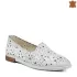 Бели равни дамски обувки от естествена кожа с перфорация 21230-1