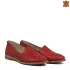 Червени равни дамски кожени обувки с перфорация 21...