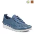 Сини дамски летни обувки с връзки от естествена кожа 21239-2