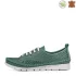 Зелени дамски летни обувки с връзки от естествена кожа 21239-3