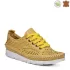 Жълти дамски летни обувки с връзки от естествена кожа 21239-5