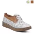 Дамски пролетно летни обувки с връзки в бяло и кафяво 21250-1