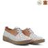 Дамски пролетно летни обувки с връзки в бяло и кафяво 21250-1