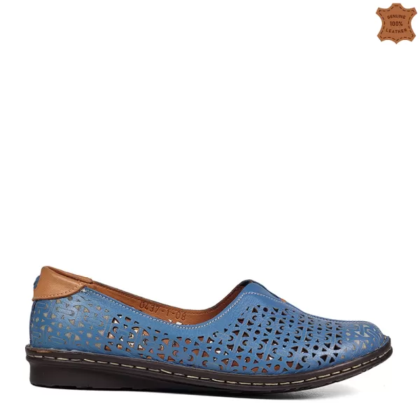 Дамски пролетно летни обувки в син цвят с перфорация 21260-2
