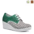Дамски летни обувки с удобна платформа в бяло и зелено 21274-1