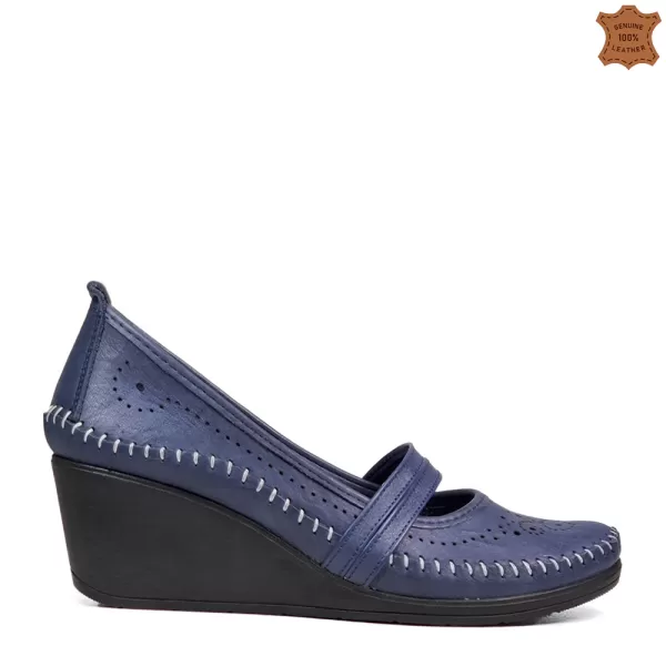 Удобни дамски сини пролетно летни обувки с платформа 21275-1