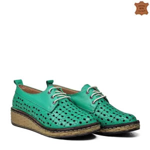 Зелени пролетно-летни дамски обувки с връзки 21292...
