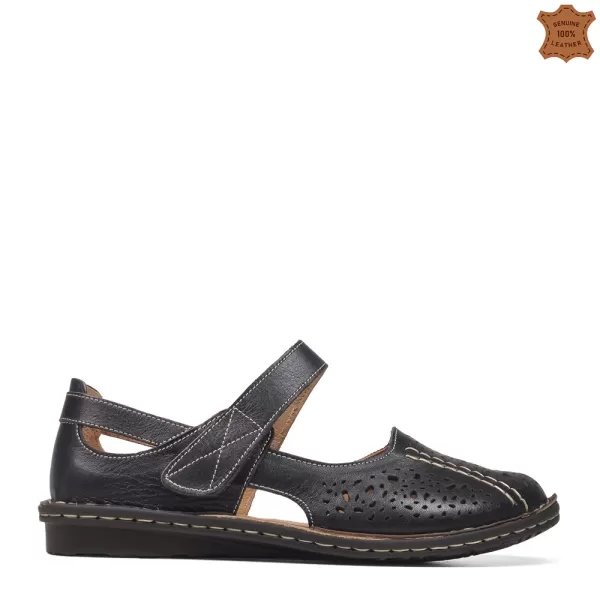 Черни ниски дамски летни обувки с велкро лепенка 21299-1