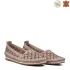 Кожени летни равни дамски обувки в цвят капучино 21306-1