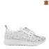 Бели спортни дамски обувки от естествена кожа 21412-1